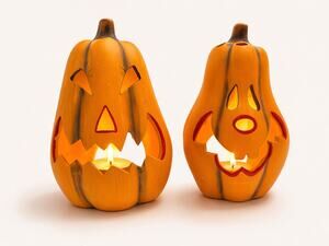 Vintage Ceramic Jack-O’-Lantern Candle Holders Set of 2 Retro Walmart Halloween